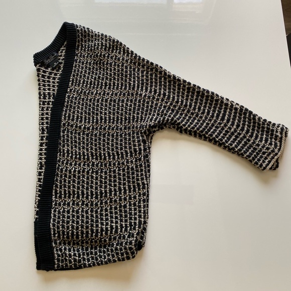 Lucky brand open knit cardigan Medium black/cream - Picture 4 of 5